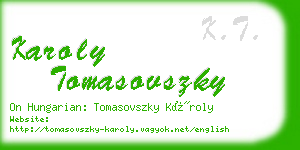 karoly tomasovszky business card